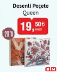 QUEEN DESENLİ PEÇETE 20'Lİ fiyat ve kampanya bilgisi